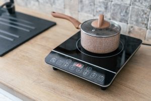 pot on a portable induction cooktop